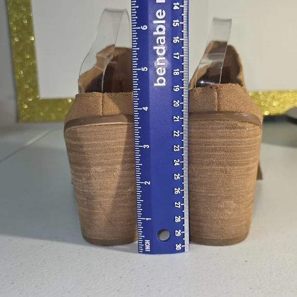 Torrid Tan Block Heel Mules BTI Mules, 9W Open-toe / peep-toe - Picture 14 of 17